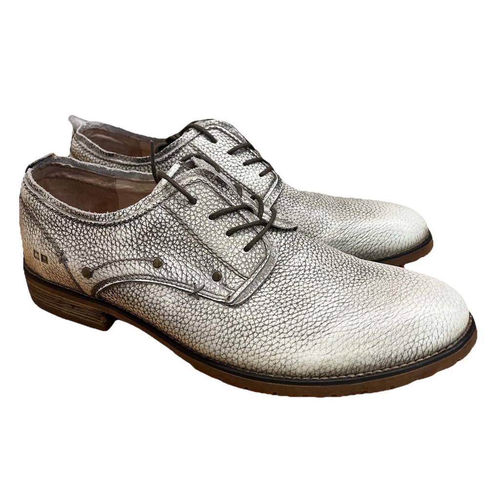 Bed Stu Dupont Men's Size 13 Gray Textured Distress Leather Lace Up Oxford Shoes